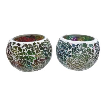 Fartila CLIMAGE45 Glass Candle Holder Mosaic Pattern Pack of 2