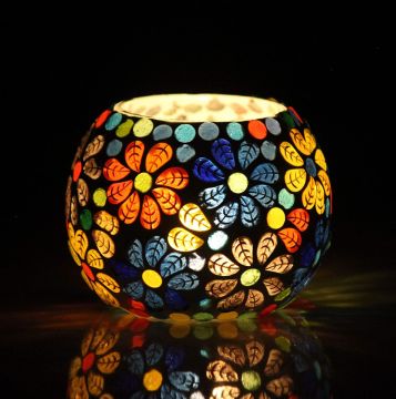Fartila CLIMAGE44 Glass Candle Holder Flower Pack of 2