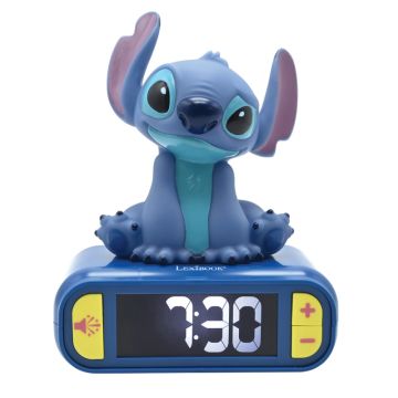 Lexibook 3D Disney Stitch Childrens Clock with Night Light